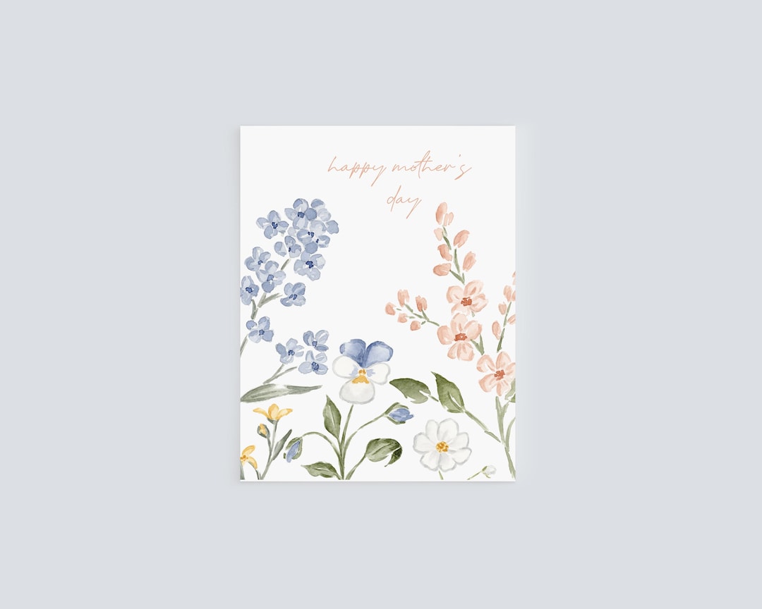 Pastel Floral Mother's Day Card – Watercolor Art - Etsy