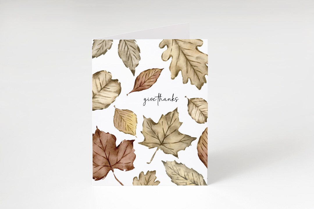 Watercolor Fall Leaves Thanksgiving Card, Blank Autumn Stationery - Etsy