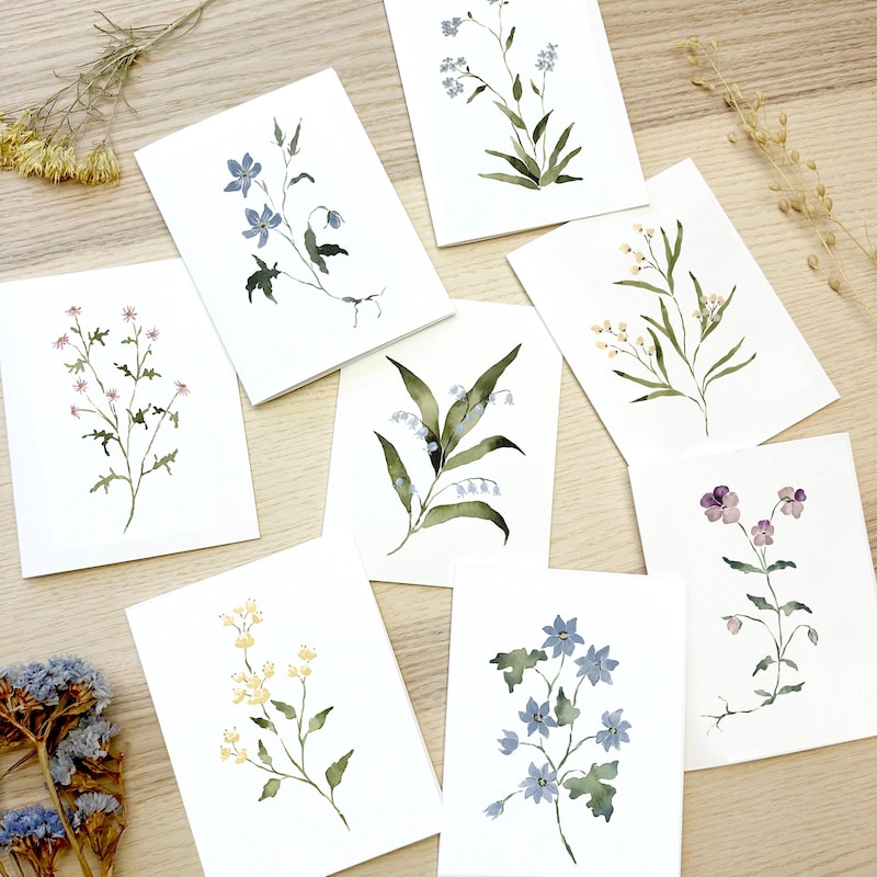 Botanical Note Cards Set - Etsy