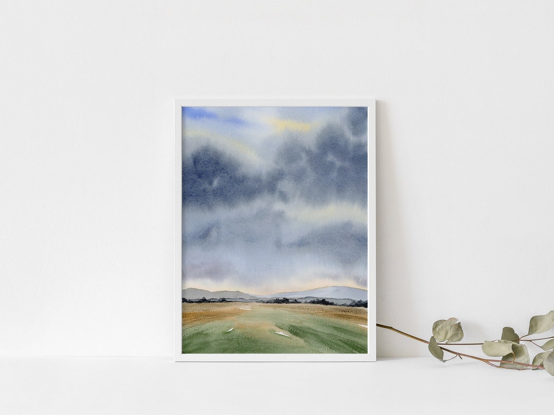 Watercolor Landscape Art Print, Abstract Countryside Wall Decor - Etsy