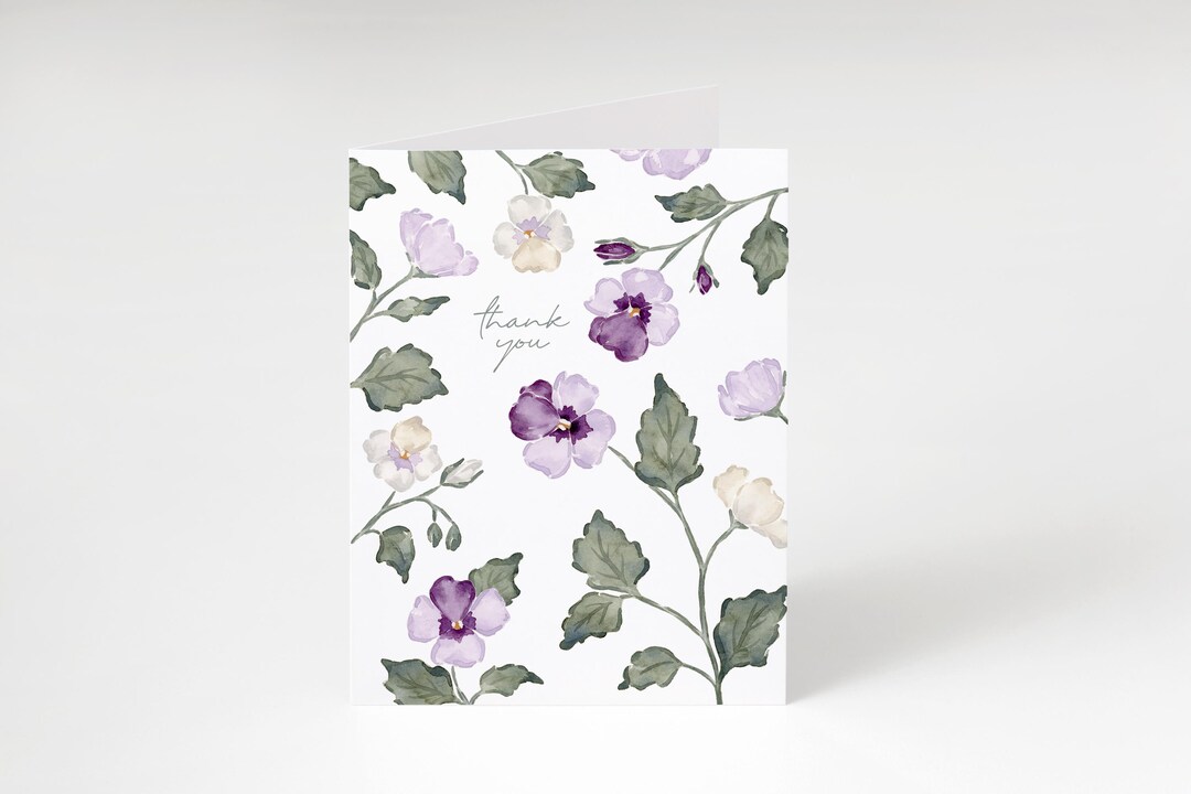 Floral Thank You Card, Illustrated Stationary - Etsy