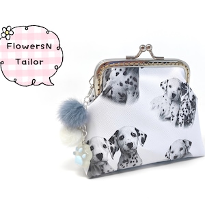 Hecho a mano blanco negro piel sintética perro dálmata beso cierre cambio monedero bolsa cartera