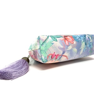 Handmade Purple Oriental Chinese Japanese Flower Floral Botanic Kiss Lock Clasp Change Coin Purse Pouch Wallet 画像 6