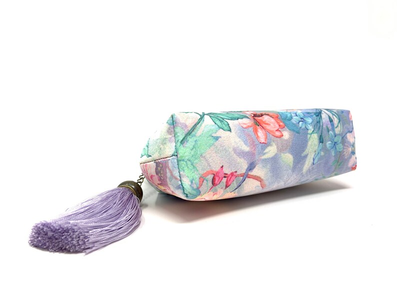 Handmade Purple Oriental Chinese Japanese Flower Floral Botanic Kiss Lock Clasp Change Coin Purse Pouch Wallet 画像 6