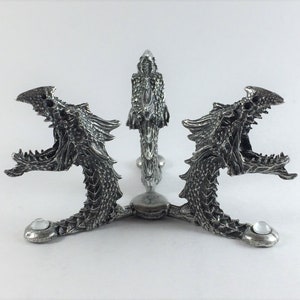 Pewter Dragon Head Stand/Base for Crystal Ball - Satin Matte Finish