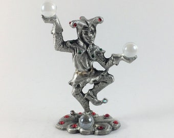 Pewter Court Jester with Colorful Crystals
