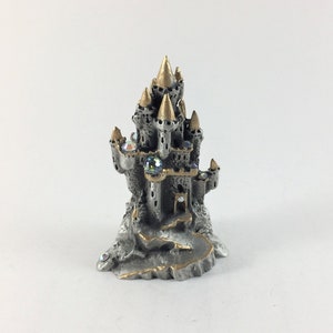 Pewter Castle on Mountaintop with Winding Stairs and Many Crystals