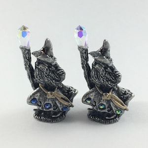 Pewter Wizard with Crystal Point and Colorful Crystals - Your Choice of Color