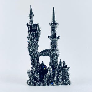 Tall Pewter Castle with  Many Colorful Crystals (#1)