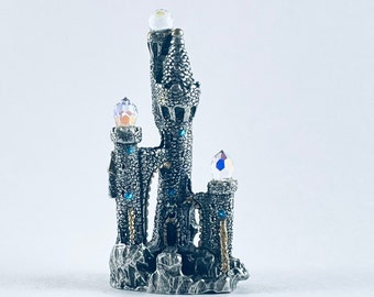 Pewter Castle with Swarovski Crystal Prisms, Crystal Fireball and Crystal Accents
