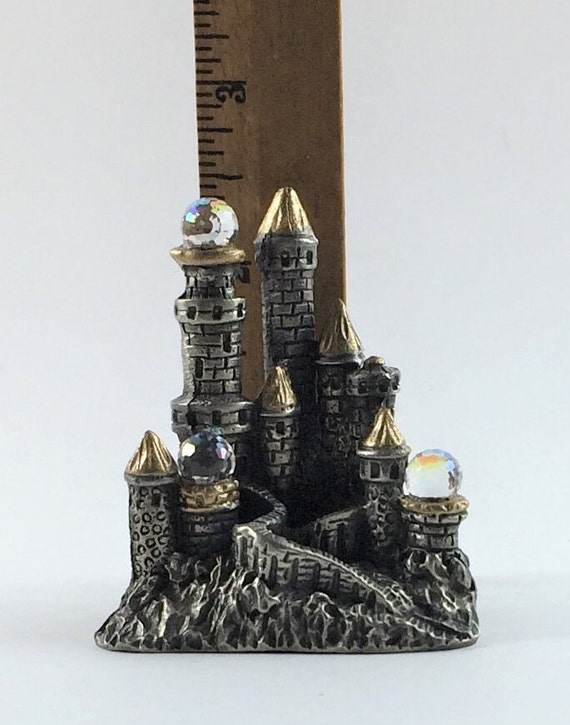 Pewter Castle With Many Towers, Winding Stairs, and Swarovski