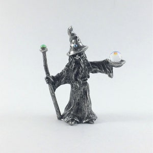 Pewter Wizard with Crystal Fireball and Staff