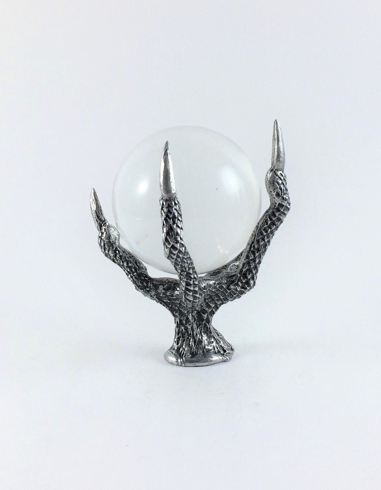 Pewter Dragon Claw Stand AND 50mm Clear CRYSTAL Ball - Hand-buffed
