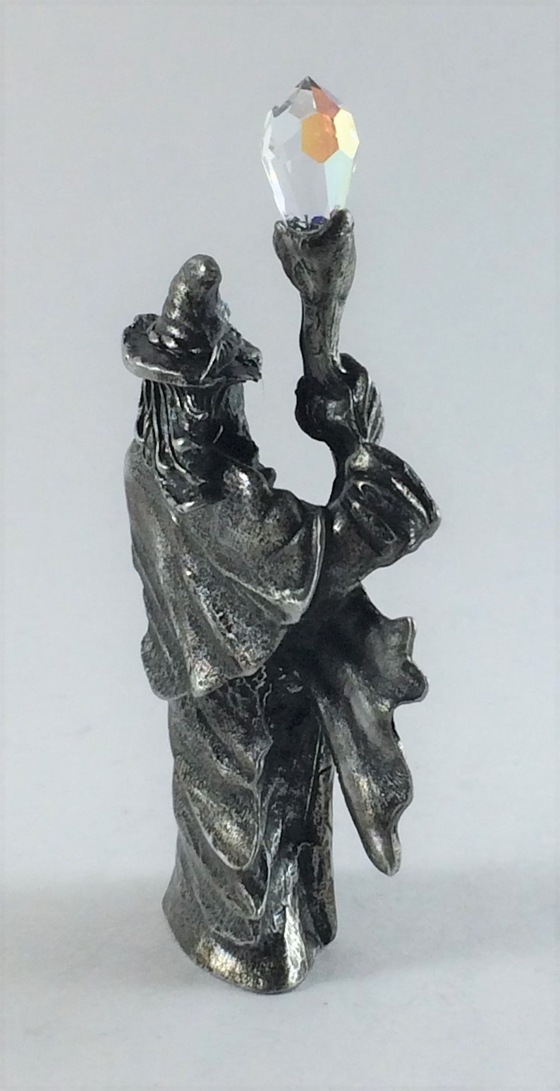 Pewter Wizard With Flowing Cape and Crystals Etsy