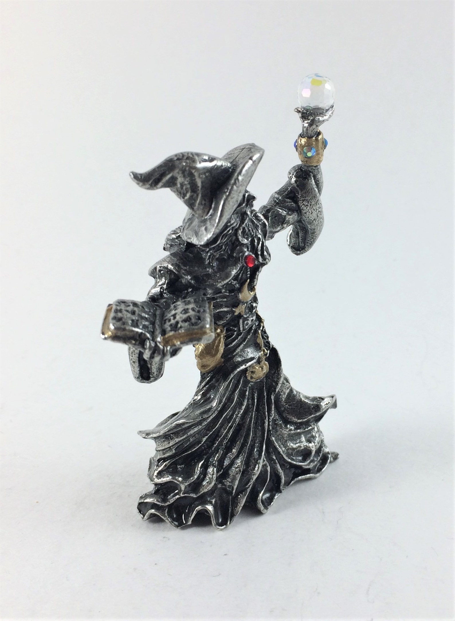 PEWTER WIZARD With Book and Magical Crystal Ball Etsy