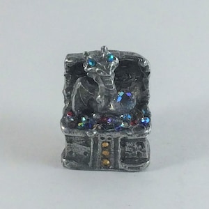 Pewter Baby Dragon In Treasure Chest with Crystal &quot;Jewels&quot;