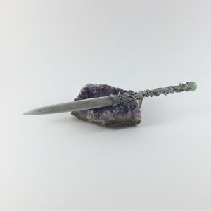 Pewter Celestial Star Athame - Genuine Green Aventurine & Crystals