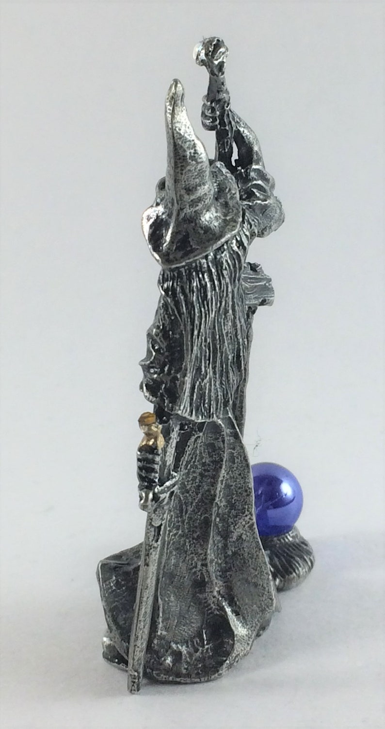 Pewter Wizard with Staff and Sword with Crystal Accents Etsy
