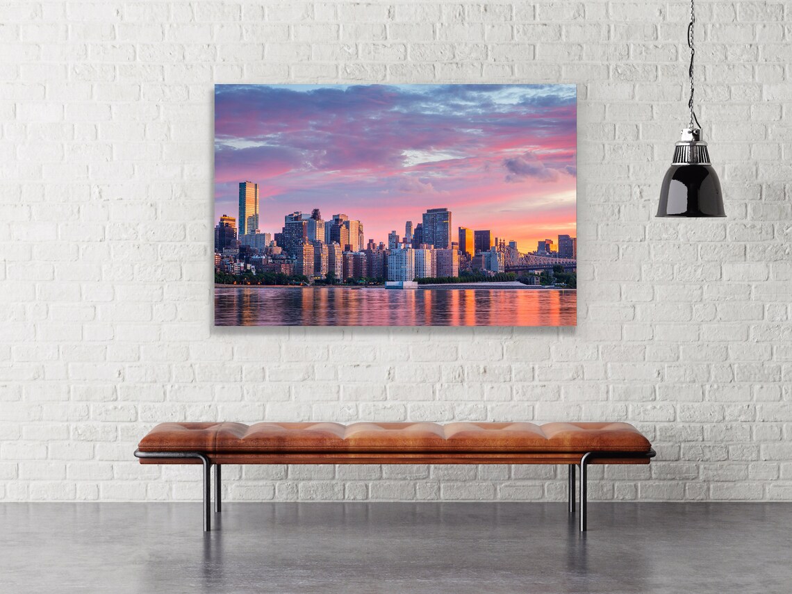 New York City Urban City Art Sunset Skyline at Dusk Downtown | Etsy