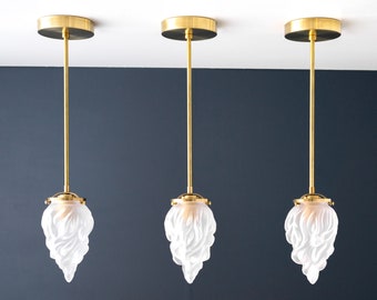 Flame Shade Pendant Ceiling Lighting Art Deco Fixture Frosted