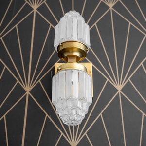Deco Wall Sconce Brass Sconce Art Deco Globe Wall Lamp Art Deco Bathroom Gold Wall Light 1930s Art Deco Model No. 7180 image 4