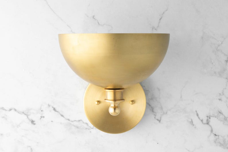 Brass Sconce - Art Deco Light - Brass Dome Light - Modern Lighting - Bathroom Lighting - Modern Vanity - Sconce Lighting - Model No. 8066 image 2