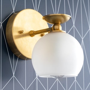 Frosted Globe Sconce - Light Fixture - Open Globe Sconce - Unique Wall Light - Unfinished Brass - Art Deco Sconce - Model No. 9120