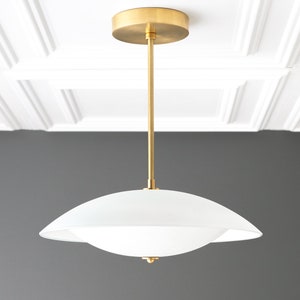 Frosted Glass Pendant Light - Kitchen Lighting - Soft Lighting - Hanging Lamp - Brass Pendant Light - Model No. 4806