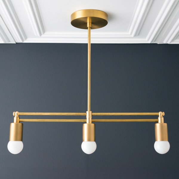 Brass Pendant Light - Minimalist - Chandeliers - Modern Chandelier - 3 Bulb - Art Deco Style - Unique Pendant Light - Model No. 6584