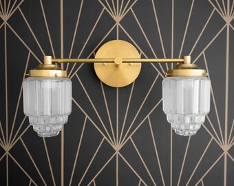 Skyscraper Shade Art Deco Vanity Wall Light Fixture Statement Lighting Art Deco Lighting Model No. 9777