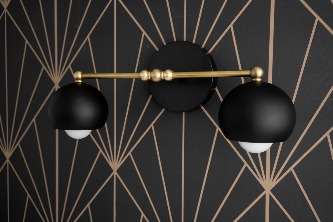 Bathroom Light Geometric Vanity Fixture Orb Mirror Etsy