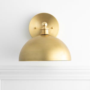 Brass Sconce - Art Deco Light - Brass Dome Light - Modern Lighting - Bathroom Lighting - Modern Vanity - Sconce Lighting - Model No. 8066 image 4