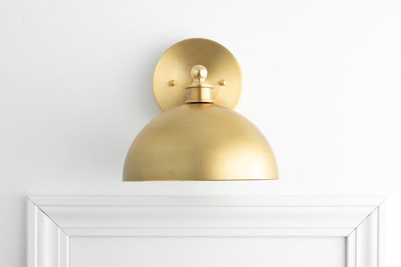 Brass Sconce - Art Deco Light - Brass Dome Light - Modern Lighting - Bathroom Lighting - Modern Vanity - Sconce Lighting - Model No. 8066 image 4