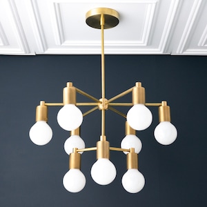 9 Bulb Chandelier - Designer Lighting - Ceiling Light - Simple Modern Chandelier - Multi Bulb Light - Chandelier Lighting - Model No. 3309