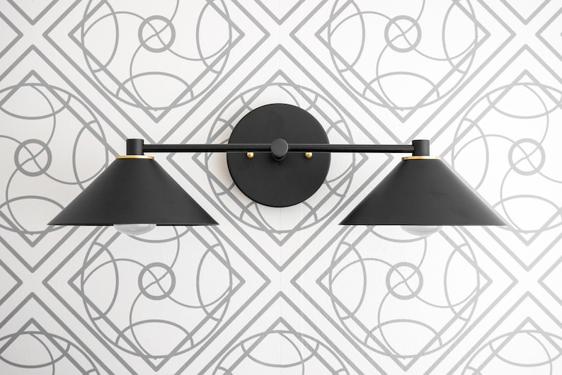Black Vanity Light Art Deco Deco Bathroom Geometric Etsy