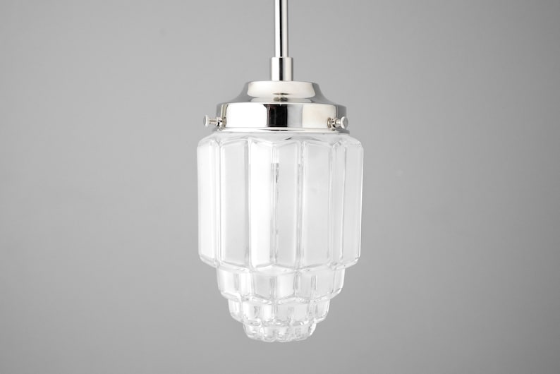 Pendant Light Art Deco Skyscraper Shade Hanging Light Art Deco Shade Kitchen Lights Frosted Glass Model No. 5492 image 5