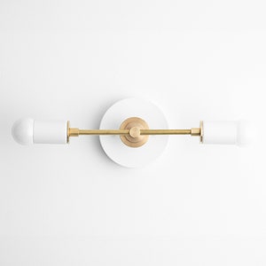 White Vanity Fixture - Wall Light - White Brass Light - Bathroom Lighting - Vanity Light Fixture - Modern Vanity Light - Model No. 8057