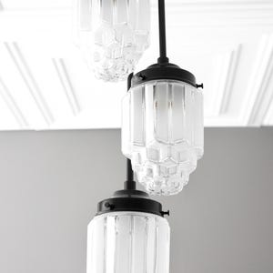 Hanging Lights - Frosted Glass - Skyscraper Shade - Art Deco Chandelier - Ceiling Lights - Unique Lighting - Model No. 7948 image 5