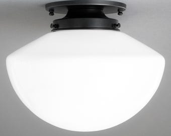 Art Deco Light - 10in Glass Opal Shade - Made in USA - Light Fixture - Ceiling Light - Model No. 9251