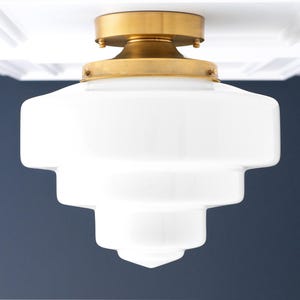 Wedding Cake Light - Large Ceiling Light - 12 Inch Globe - Light Fixture - Milk Glass Light - Art Deco Lamp - Model No. 7458