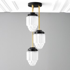 Hanging Lights - Frosted Glass - Skyscraper Shade - Art Deco Chandelier - Ceiling Lights - Unique Lighting - Model No. 7948 image 8