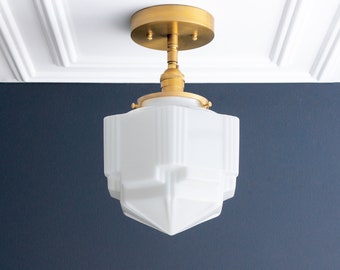 Skyscraper Shade - Art Deco Style - Semi-Flush Mount - 1920s Lighting - Ceiling Fixture - Model No. 4560