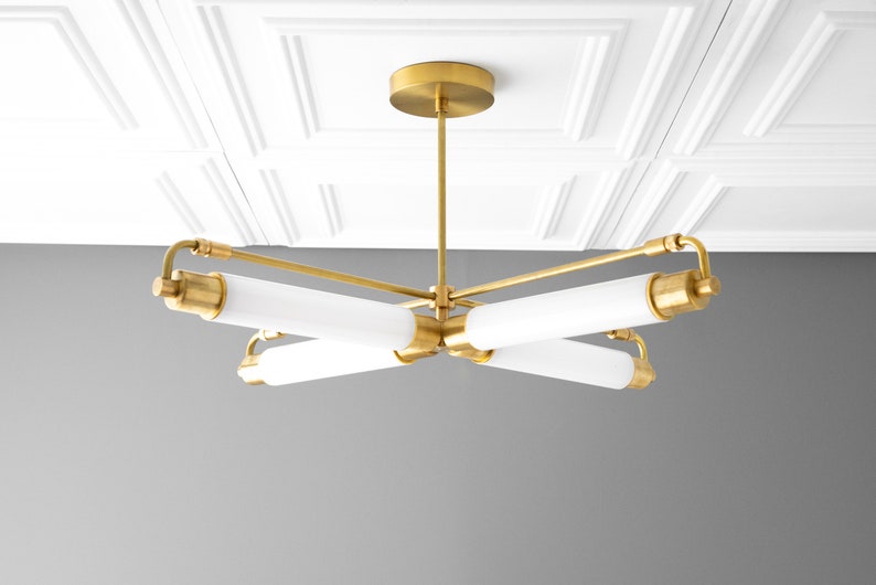 Modern Chandelier Tube Lights Retro Chandelier 1683 Brass Chandelier Art Deco Tube Chandelier Streamline Modern Model No