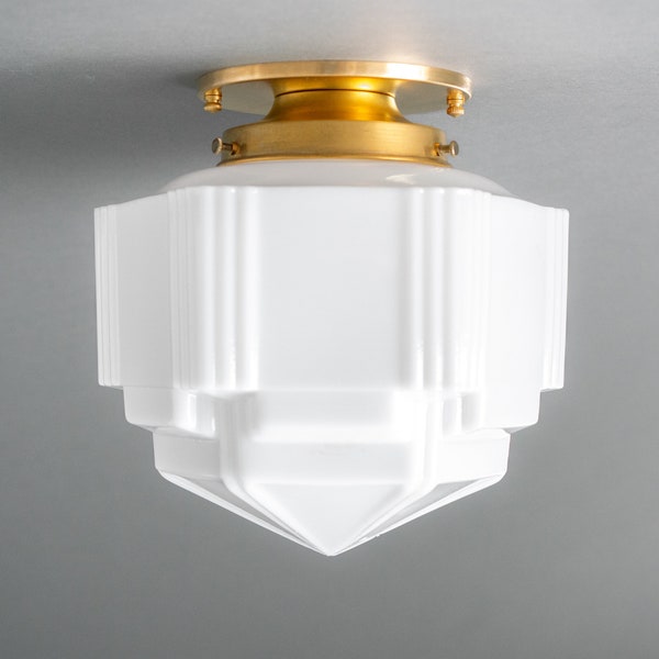 Art Deco Lighting - 8.5in Milk Glass Shade - Art Deco - Flush Ceiling Light - Lighting - Model No. 1822