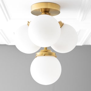 Frosted Globe Flush Mount - Flush Mount Light - Ceiling Light - Ceiling Lamp - Art Deco Light - Hallway Lighting - Art Deco - Model No. 6641