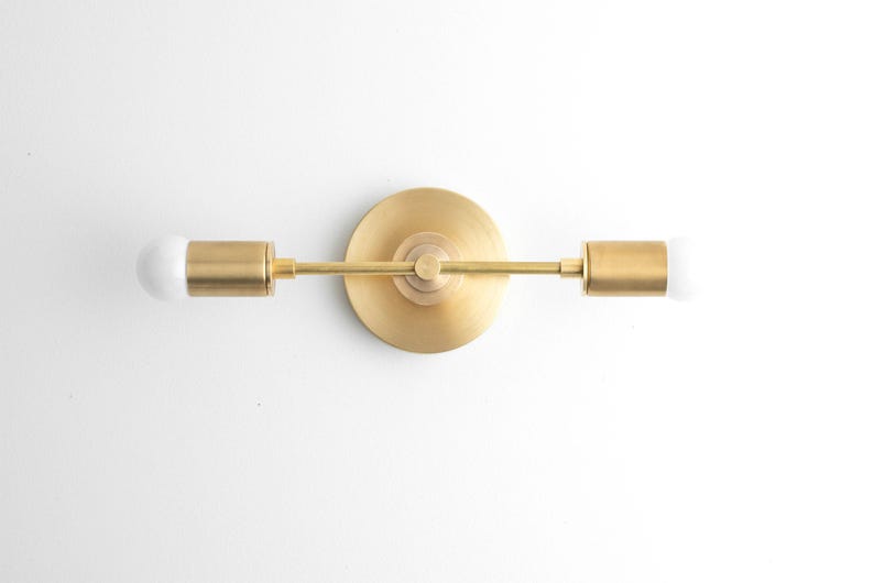 Gold Vanity Light - Brass Bathroom Light - Vanity Fixtures - Vanity Lamp - Bathroom Lamps - Raw Brass - Wall Lamp - Model No. 8057 image 2