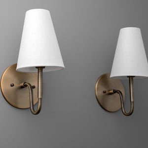 Sconce Light-Brass Wall Sconce-Linen Shade Lamp-Classic Wall Light - Model No. 1699 image 3