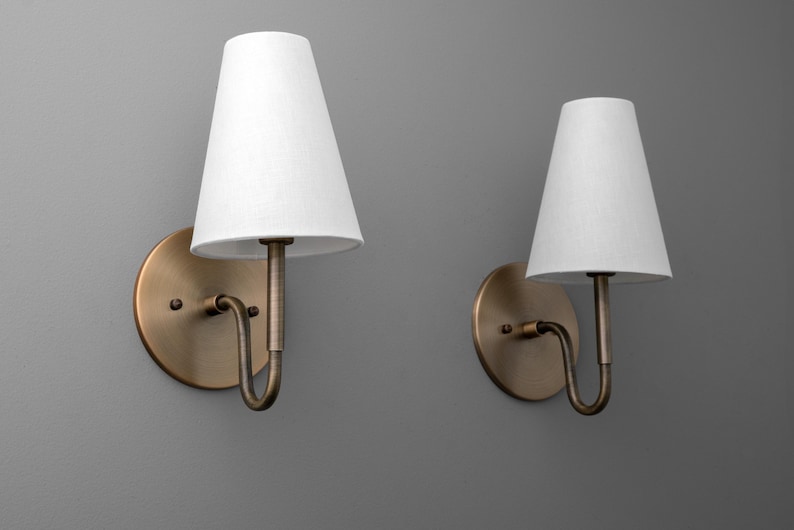 Sconce Light-Brass Wall Sconce-Linen Shade Lamp-Classic Wall Light - Model No. 1699 image 3