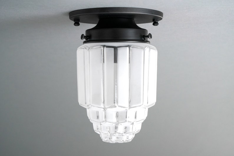 Modern Art Deco Skyscraper Shade Hallway Lighting Ceiling Light Light Fixture Model No. 8895 Black