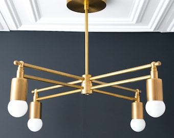 Gold Chandelier - Brass Lighting - Kitchen Chandelier - Modern Ceiling Light - Art Deco Lamps - Ceiling Chandelier - Model No. 4465